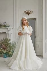 Pentelei Couture Puff Sleeve Communion Gown